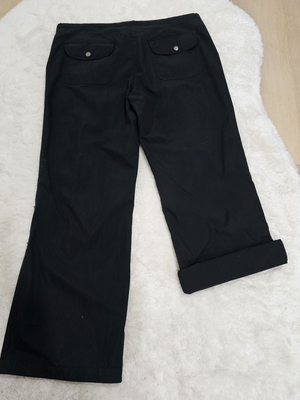 JoeFresh Black WideLeg Utility Pants Drawstring Cargo Minimalist Quiet Luxury 10 - Picture 9 of 13